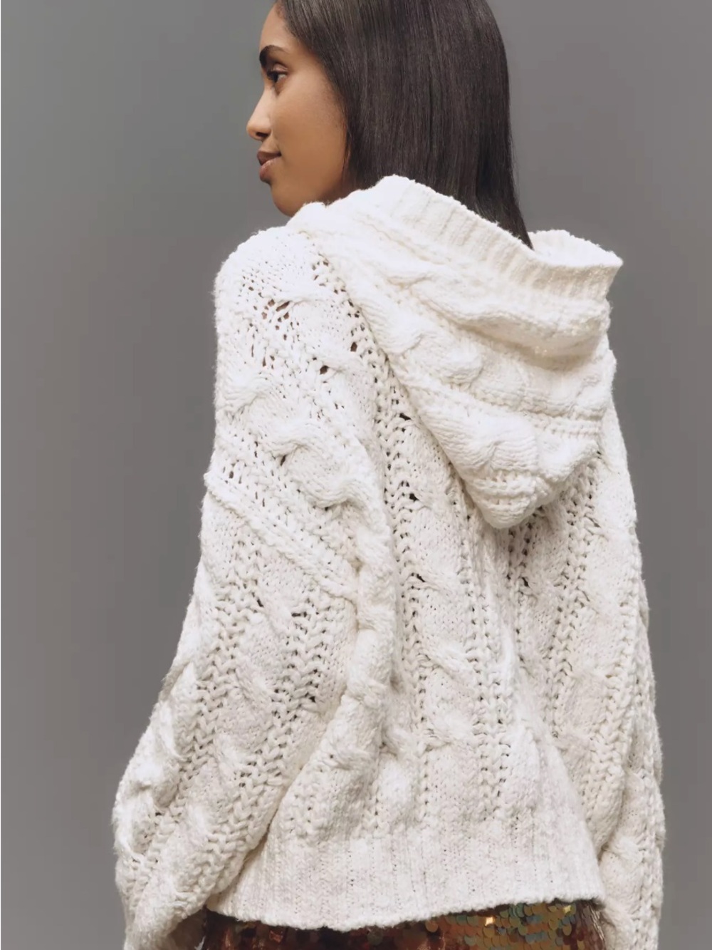 Pilcro Cable-Knit Hooded Pullover Sweater